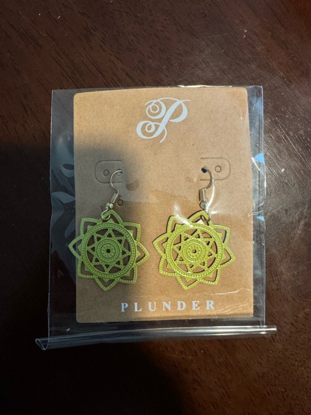 Plunder - NEW Bright Yellow/ Green Filigree Mandala Dangle Earrings